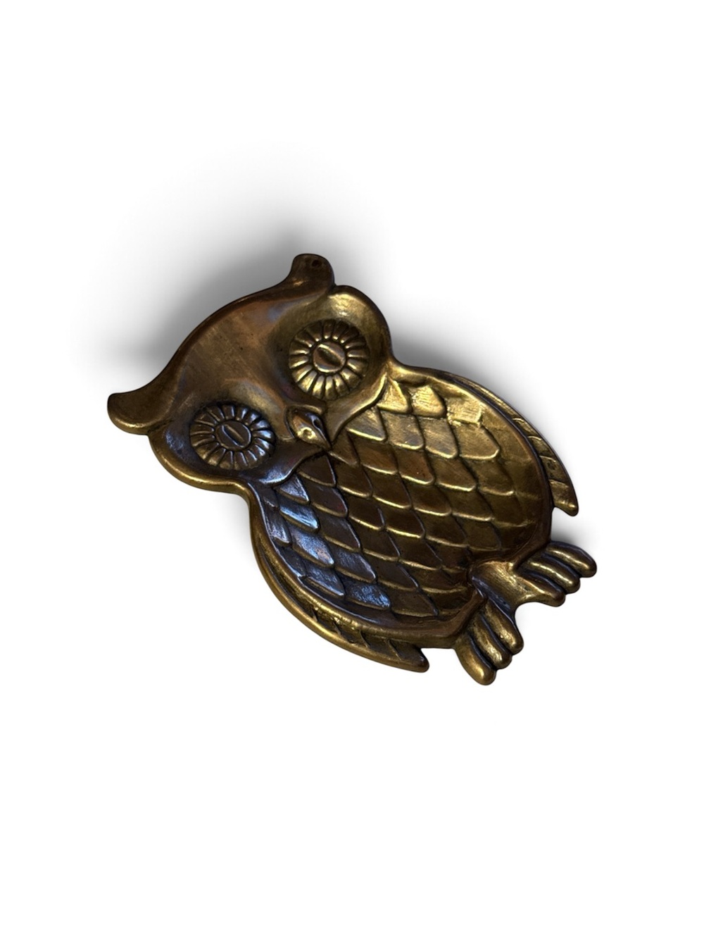 Vintage Mid-Century Brass Owl Trinket Dish Ashtray